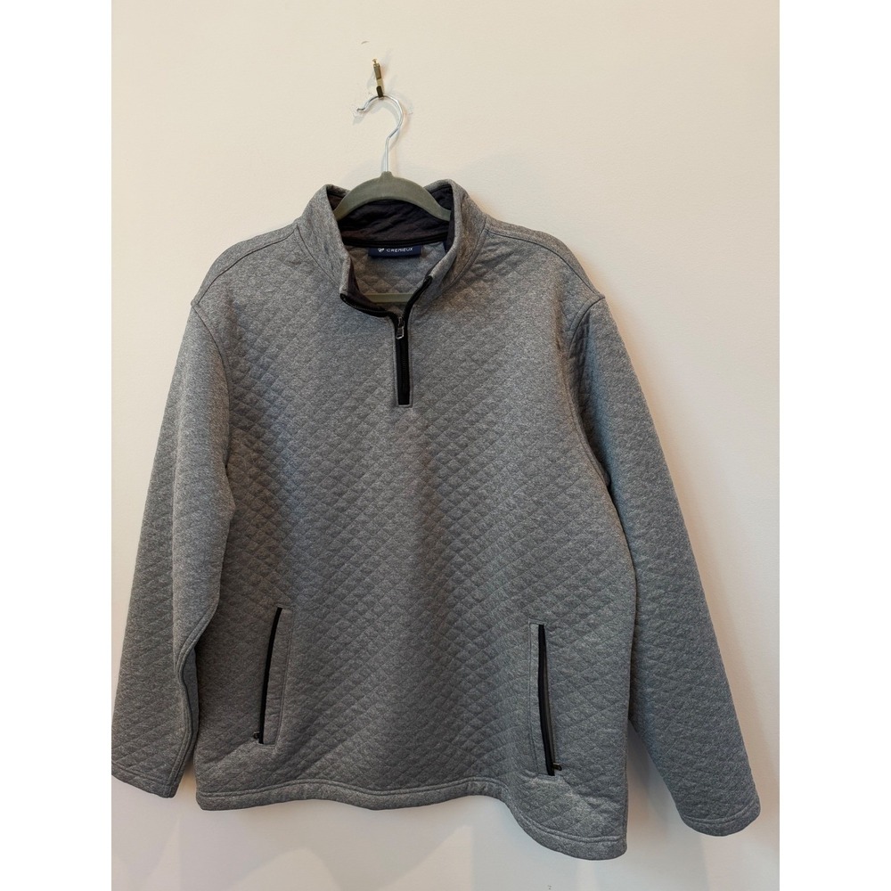 Cremieux Men's XL Gray Diamond Quilted Quarter Zip Pullover Sweater